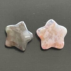 Two Moss Agate Crystal Stars
